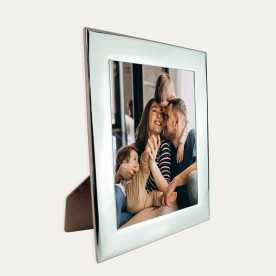 Álbum de fotos personalizado de bebé con marco de plata con osito